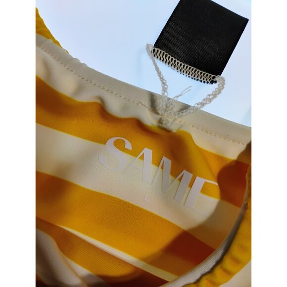 SAME LOS ANGELES Set 2pc Bikiny Swim Top Large Bottom High Weist Stripeed Yellow - Picture 7 of 12